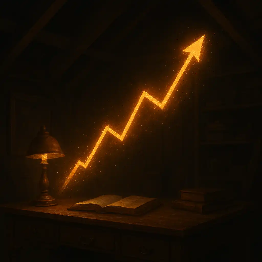 Crash game multiplier chart glowing in an attic setting